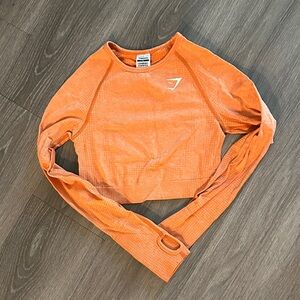 Gymshark Orange Seamless Long-Sleeve Crop Top with Thumbholes